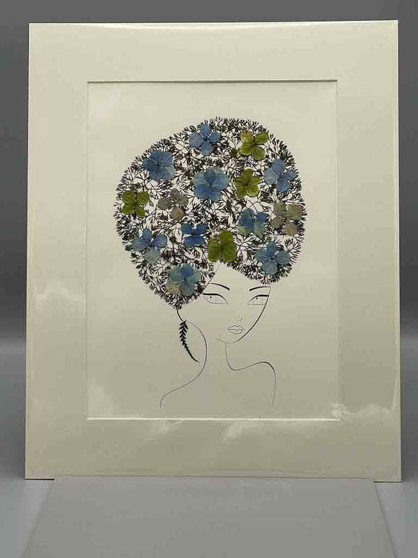 Large Handmade Pressed Dried Real Flower Framed Collage - Floral Hairdo