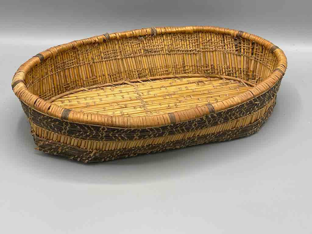 Sturdy Oval Vintage Banana Leaf Dogon Basket - Mali