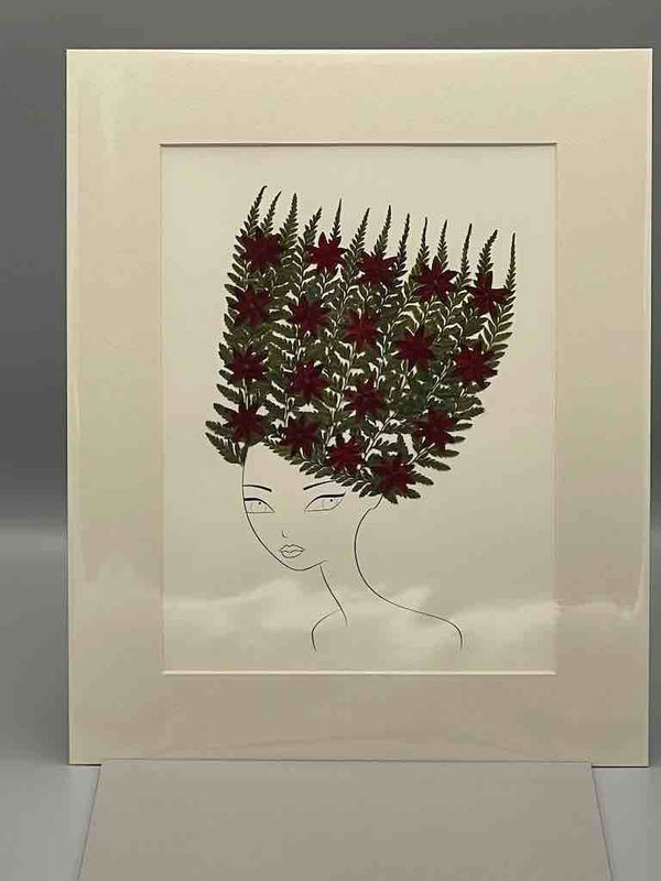 Large Handmade Pressed Dried Real Flower Framed Collage - Floral Hairdo