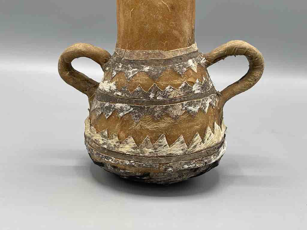 Rawhide Bottle-Shape Decorated Container - Niger