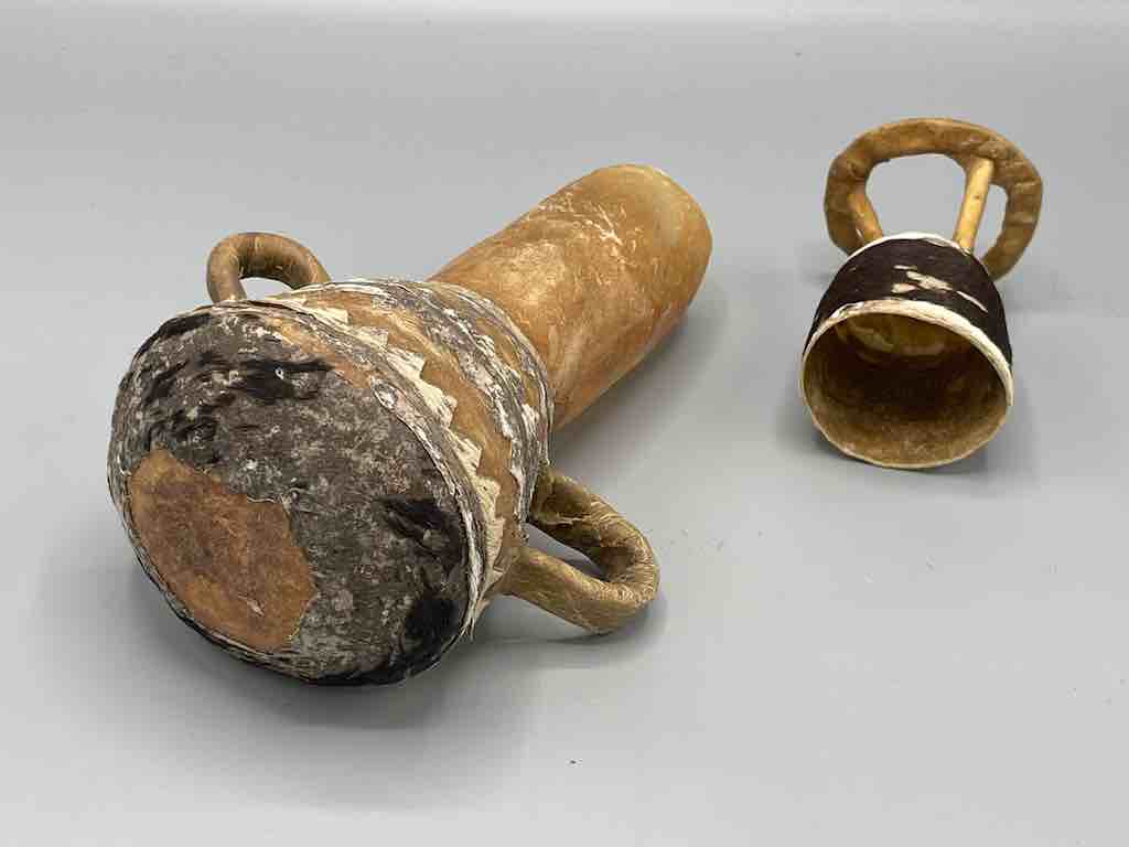 Rawhide Bottle-Shape Decorated Container - Niger