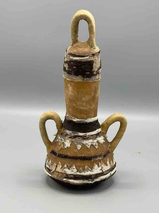Short Rawhide Bottle-Shape Decorated Container - Niger