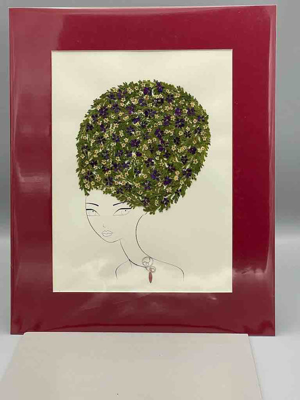 Large Handmade Pressed Dried Real Flower Framed Collage - Floral Hairdo