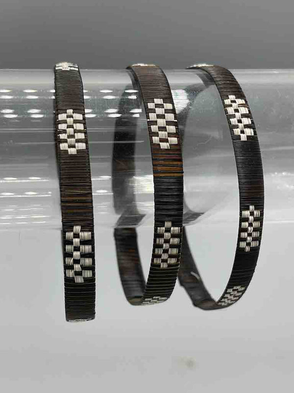 Black & White Horsehair Flat Bangle - Chile