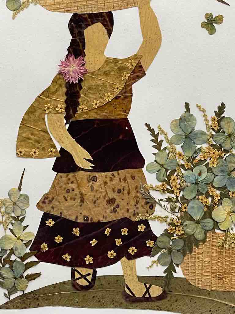 Large Handmade Pressed Dried Real Flower Framed Collage - Flower Lady