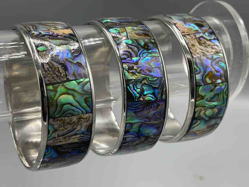 Wide Colorful Natural Shell Bangle - Abalone