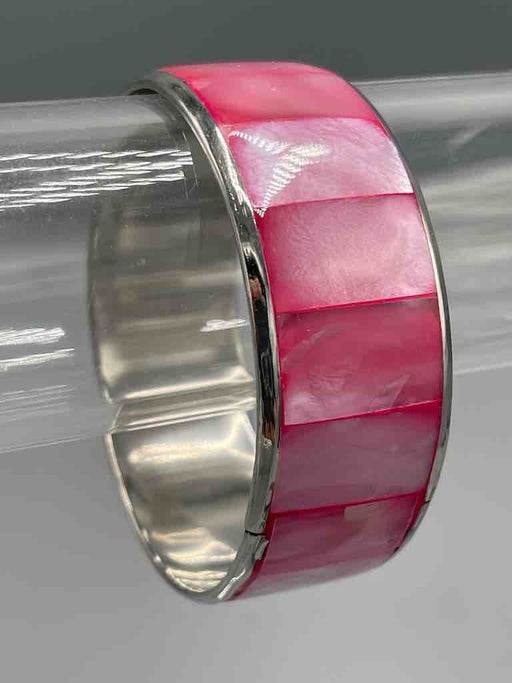 Wide Colorful Natural Shell Bangle - Pink