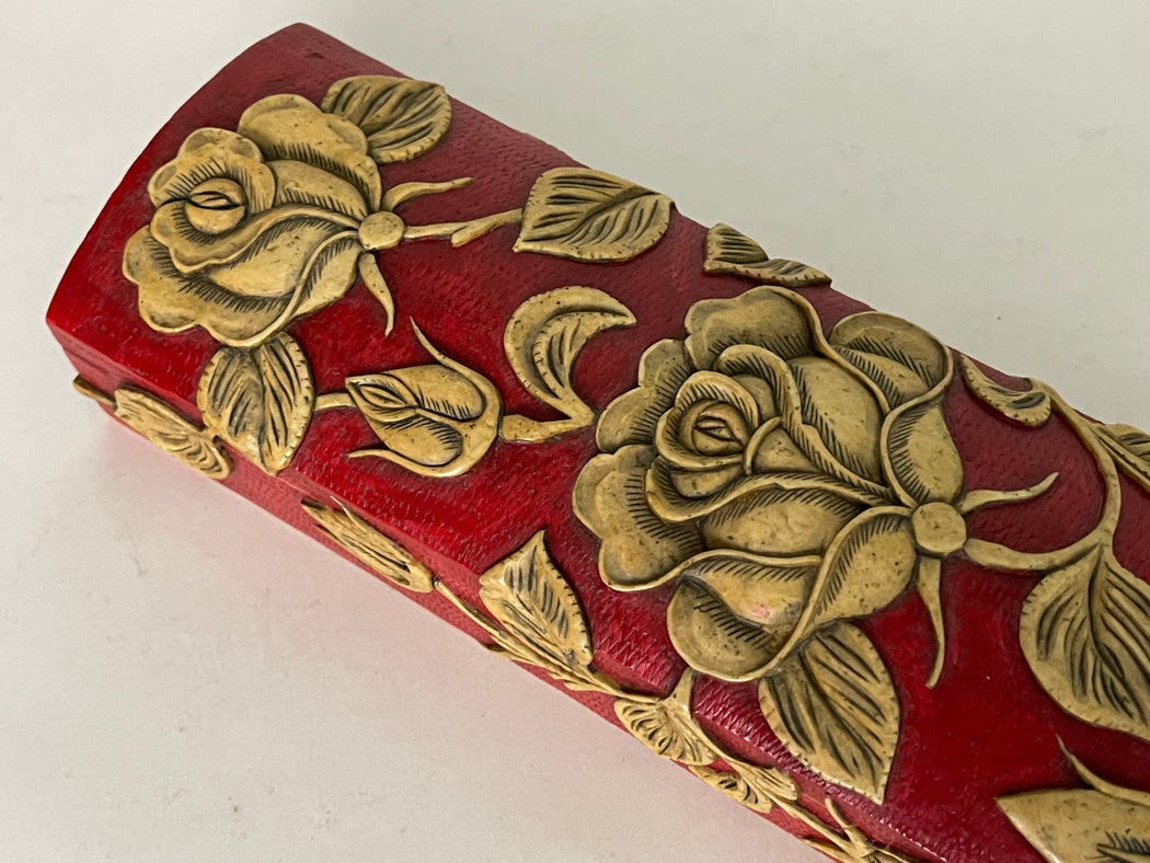Roses Design - Long Domed Soapstone Trinket Decor Box