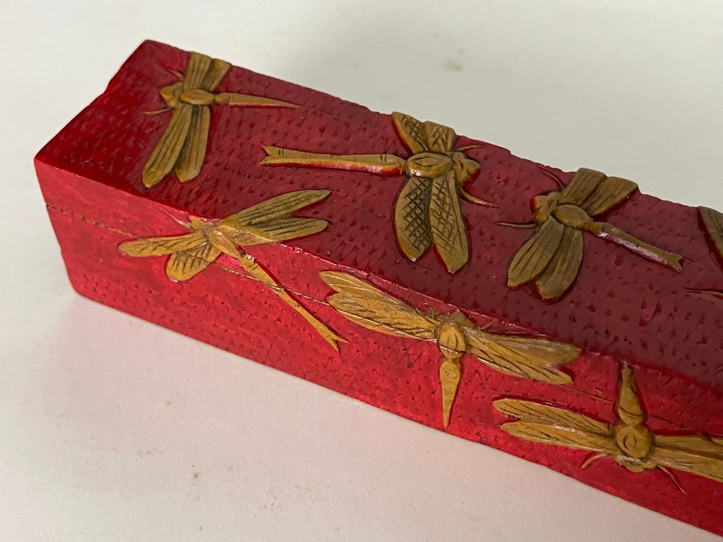 Dragonflies Design - Long Soapstone Trinket Decor Pencil Box