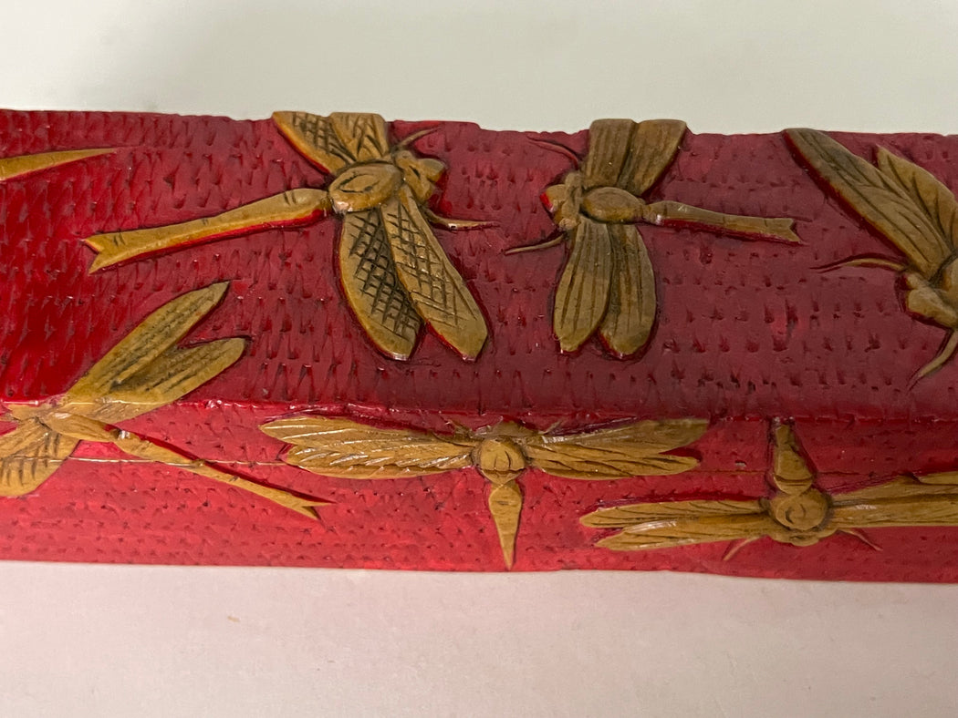 Dragonflies Design - Long Soapstone Trinket Decor Pencil Box