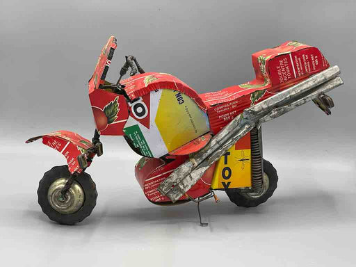 Large African Recycled Metal Can Toy Motorcycle - Burkina Faso