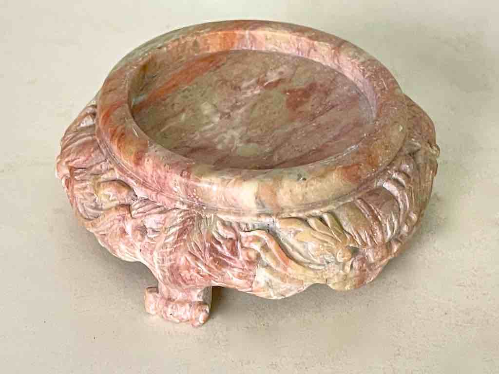 Solid Hand-Carved Soapstone Vietnamese Landscape Pink Vase