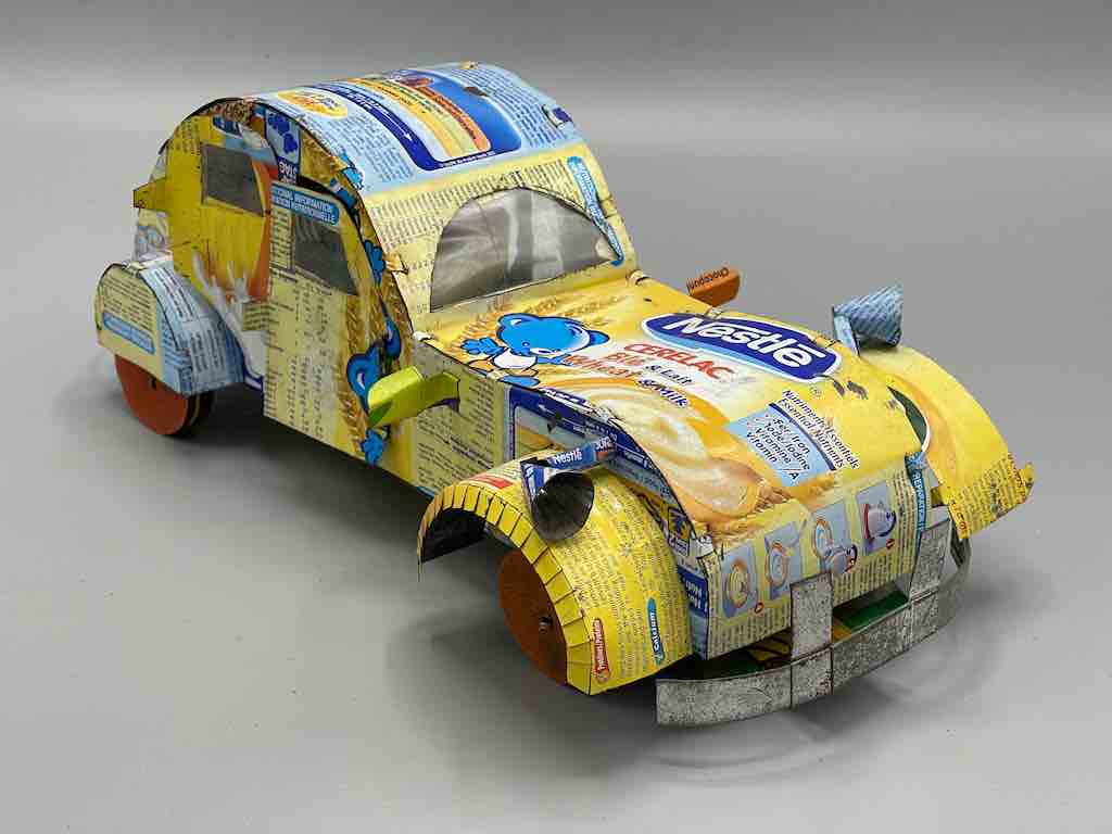 African Recycled Labeled Metal Can Toy Car - Burkina Faso