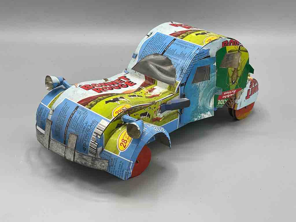 African Recycled Labeled Metal Can Toy Car - Burkina Faso