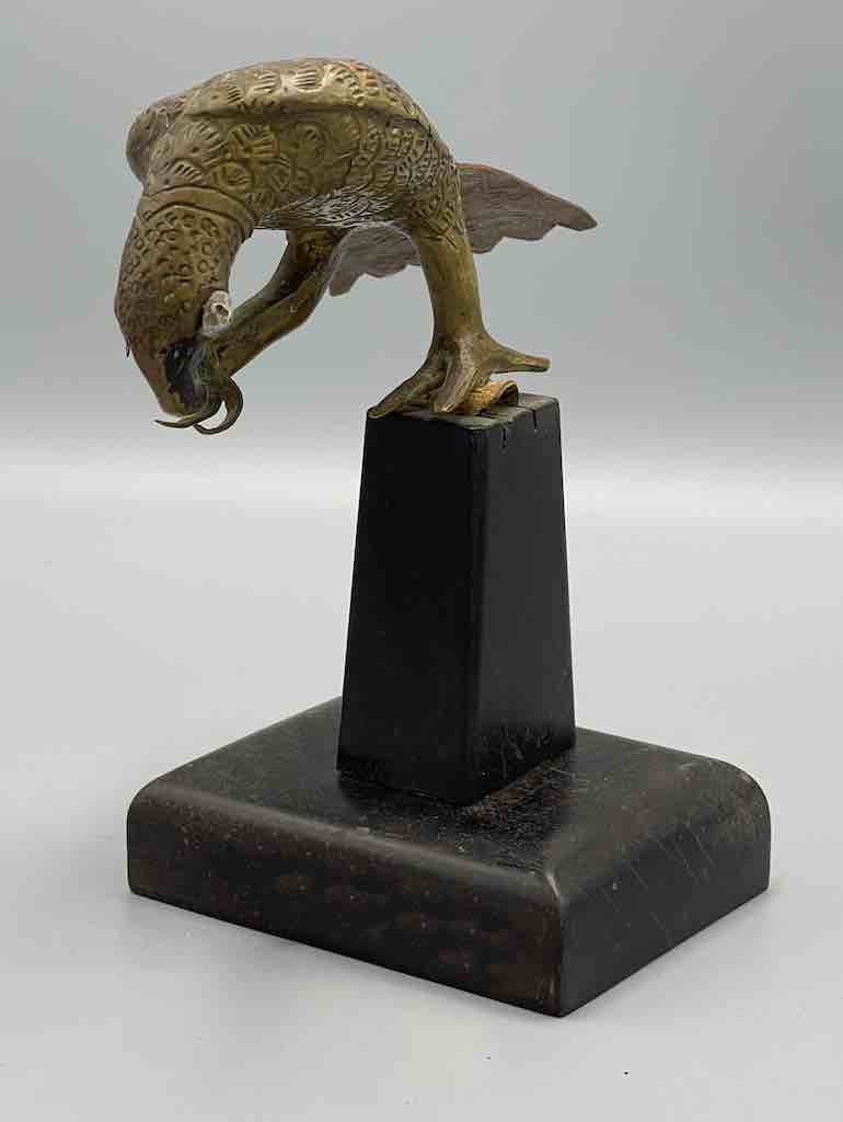 Brass Parrot "Asen" Figure on Base - Benin