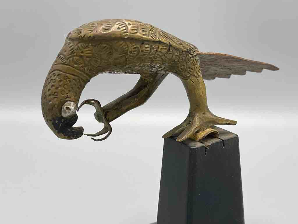 Brass Parrot "Asen" Figure on Base - Benin