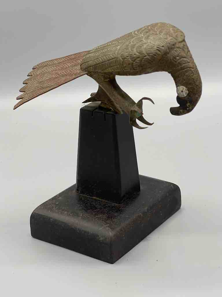 Brass Parrot "Asen" Figure on Base - Benin