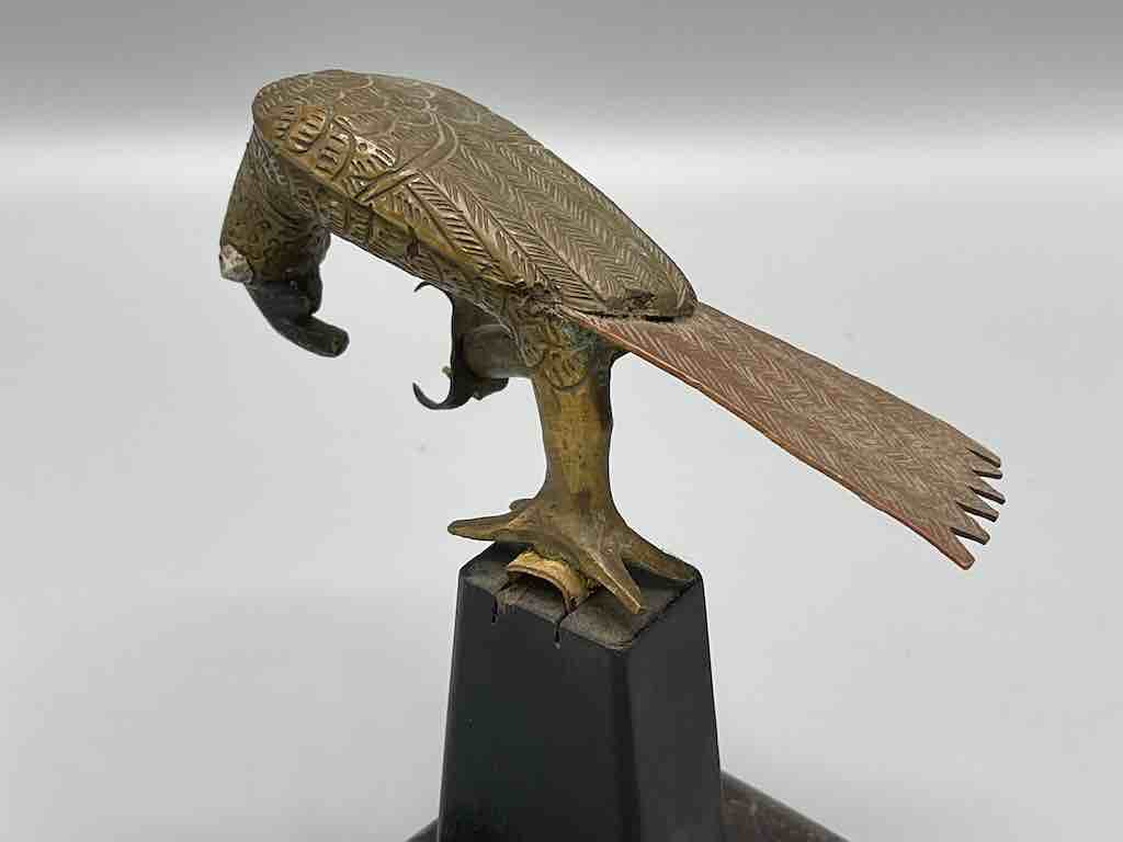 Brass Parrot "Asen" Figure on Base - Benin