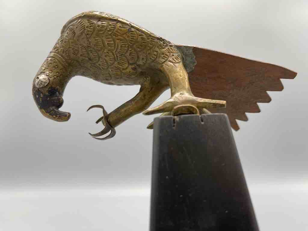 Brass Parrot "Asen" Figure on Base - Benin