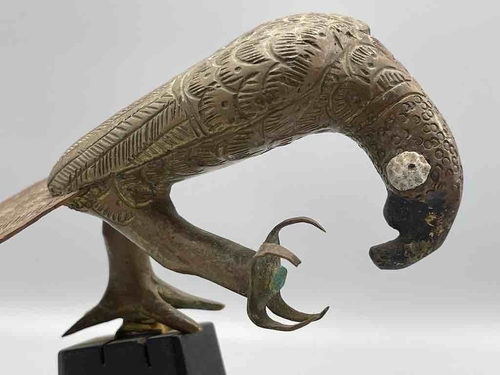 Brass Parrot "Asen" Figure on Base - Benin