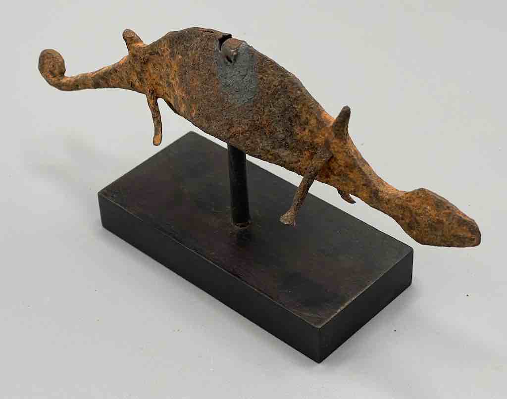 Iron Chameleon "Asen" Figure on Base - Benin