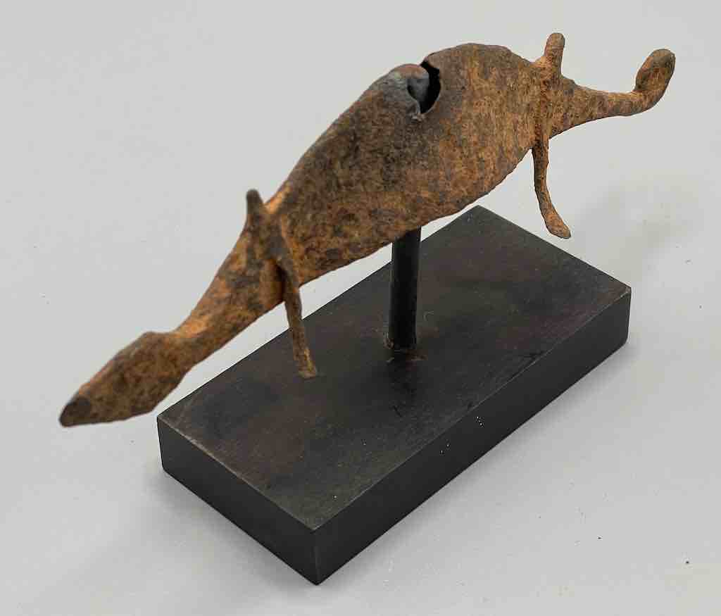 Iron Chameleon "Asen" Figure on Base - Benin