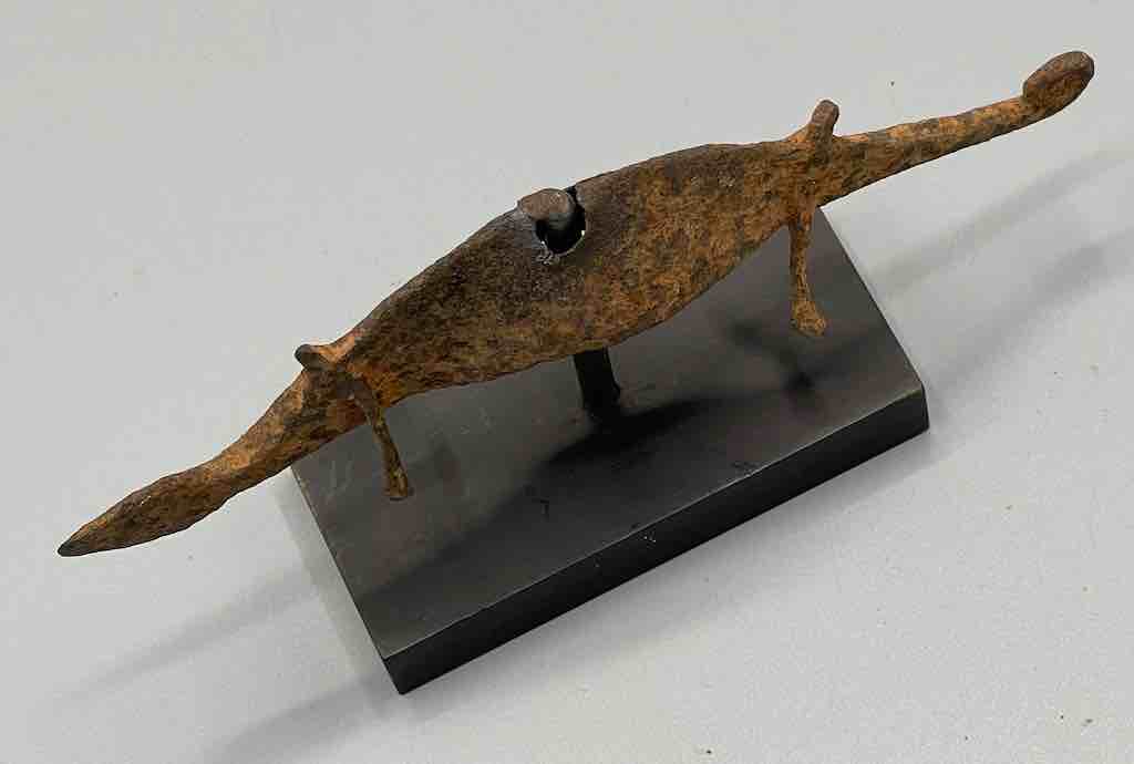 Iron Chameleon "Asen" Figure on Base - Benin