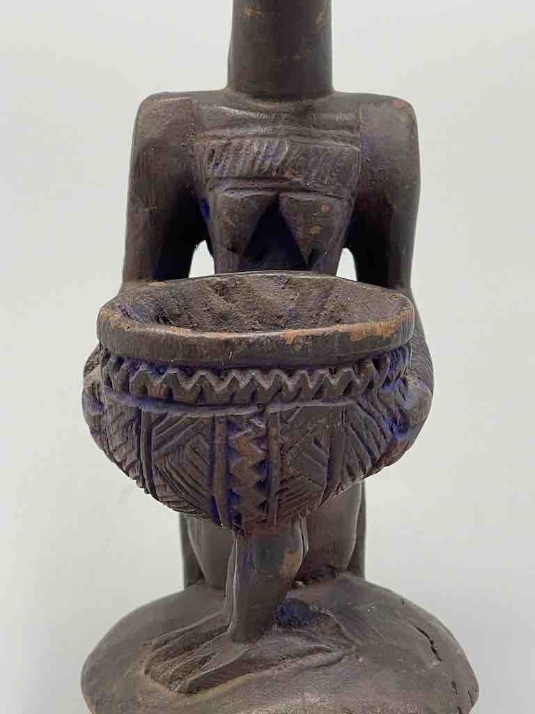 Small Yoruba Woman Figure Holding a Chicken Aguere Ifa - Nigeria