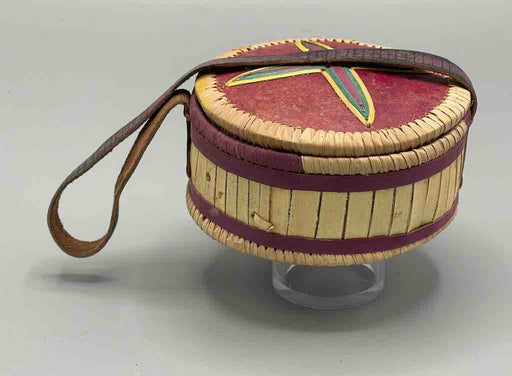 Small Round Gourd Straw Container With Handle from Mali