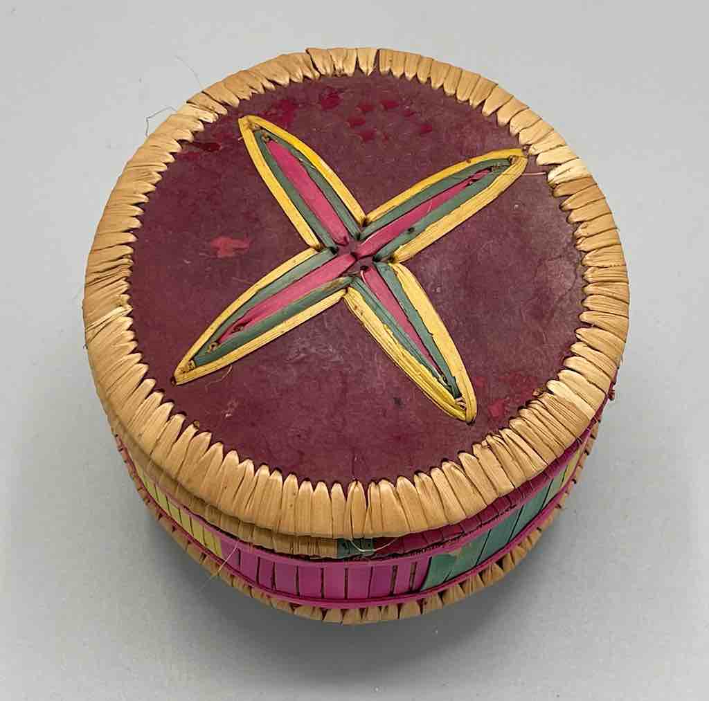 Small Round Gourd Straw Container from Mali