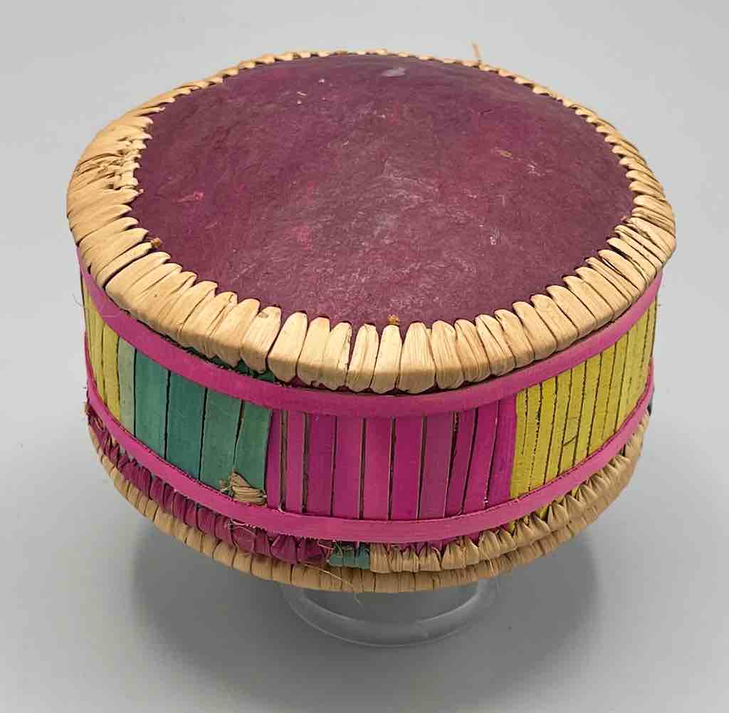 Small Round Gourd Straw Container from Mali