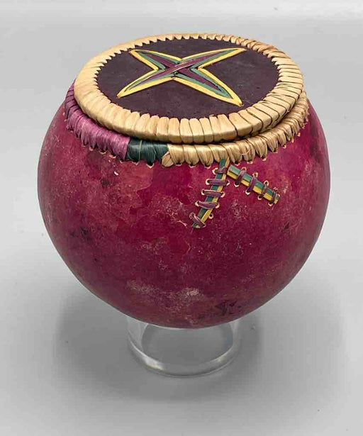 Small Spherical Gourd Straw Container from Mali