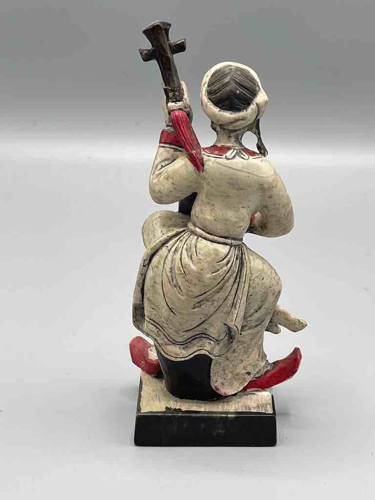 Woman Soapstone String Instrument Player Figure - Viet Nam