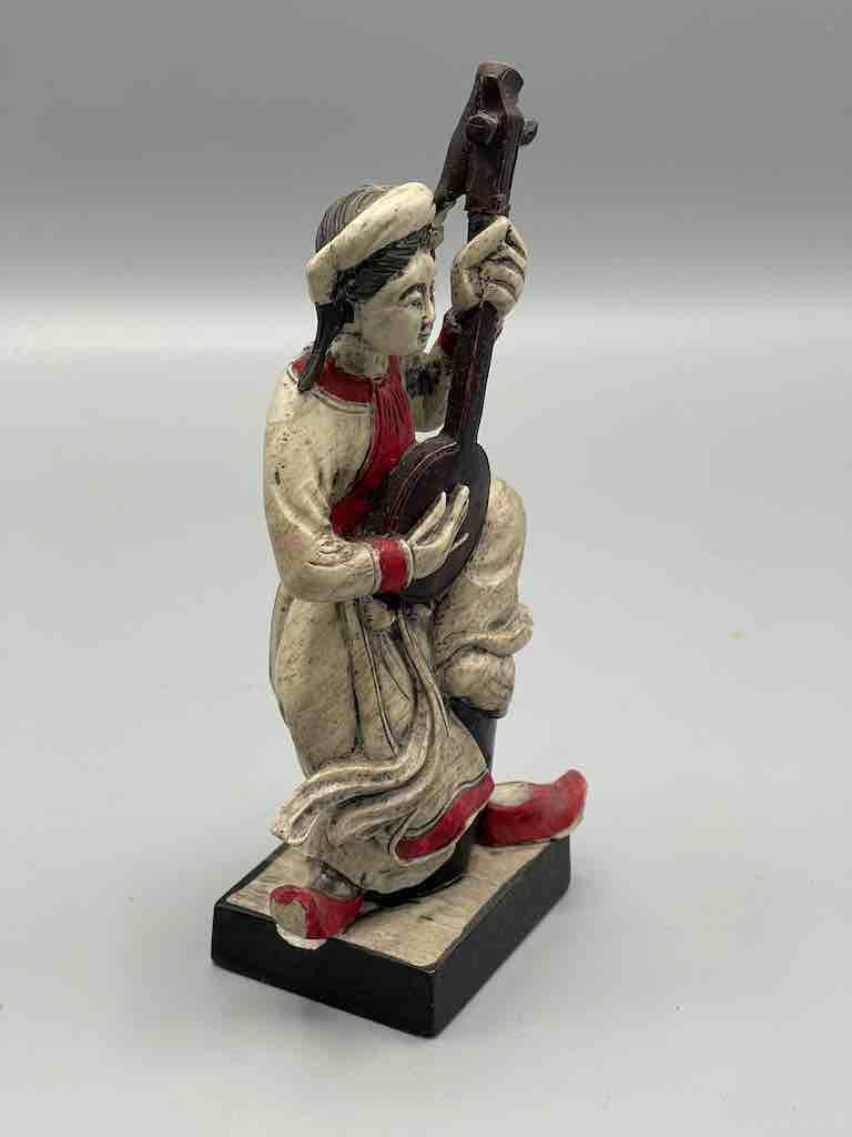 Woman Soapstone String Instrument Player Figure - Viet Nam