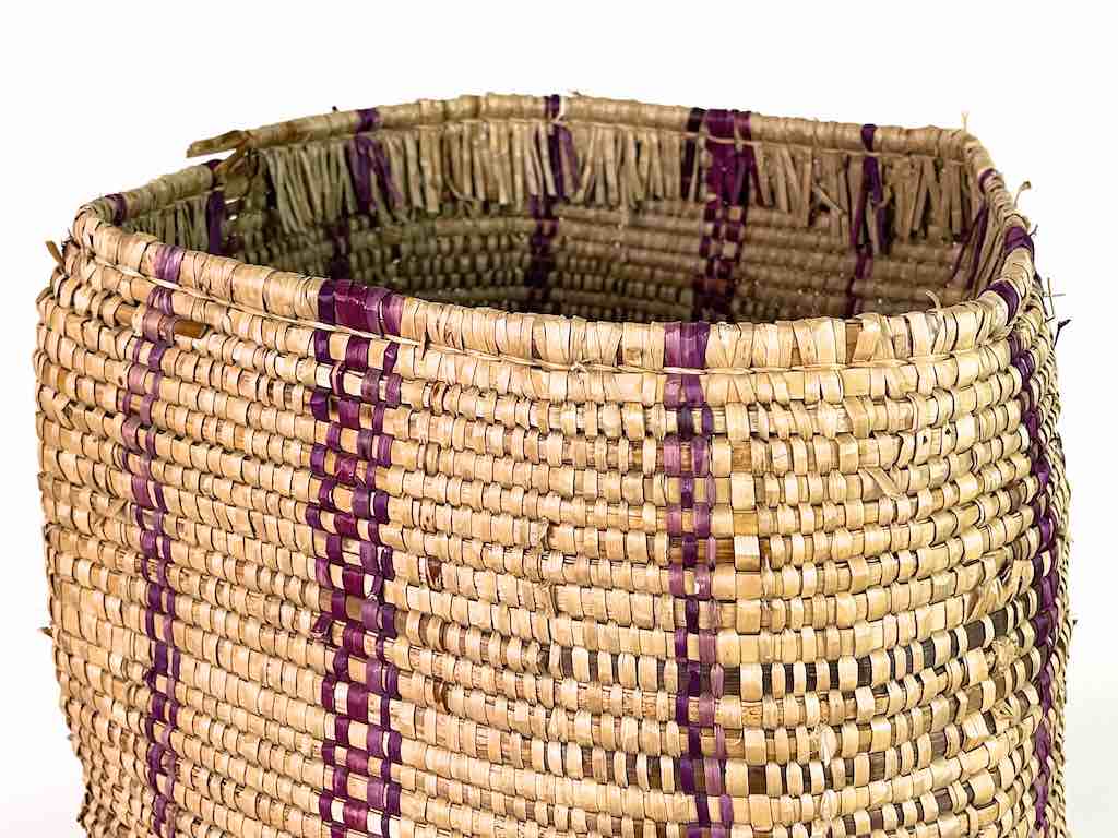 Large Deep Vintage Flexible Swampgrass Basket, Cloth Accent - Benin