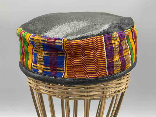 Large Size Genuine Ashanti Kente Cloth African Kufi Men's Hat | 23 3/8"