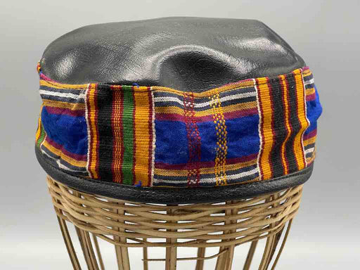 Large Size Genuine Ashanti Kente Cloth African Kufi Men's Hat | 22 1/4"