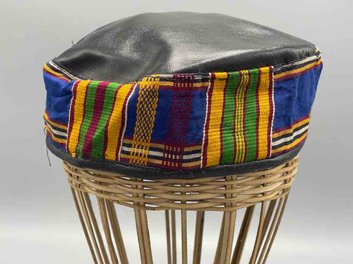 Large Size Genuine Ashanti Kente Cloth African Kufi Men's Hat | 22 1/2"