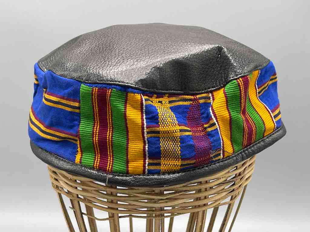 Large Size Genuine Ashanti Kente Cloth African Kufi Men's Hat | 23 7/8"