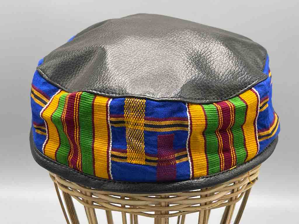 Large Size Genuine Ashanti Kente Cloth African Kufi Men's Hat | 23 7/8"