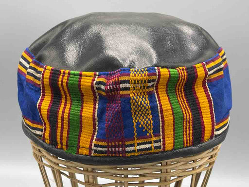 Large Size Genuine Ashanti Kente Cloth African Kufi Men's Hat | 22 1/2"