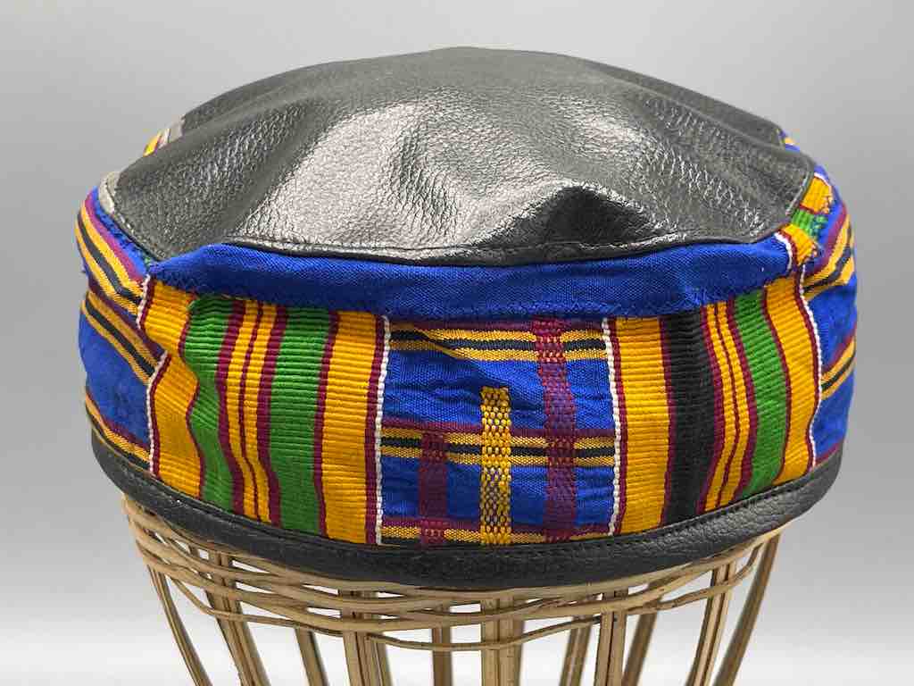 Large Size Genuine Ashanti Kente Cloth African Kufi Men's Hat | 23 3/8"