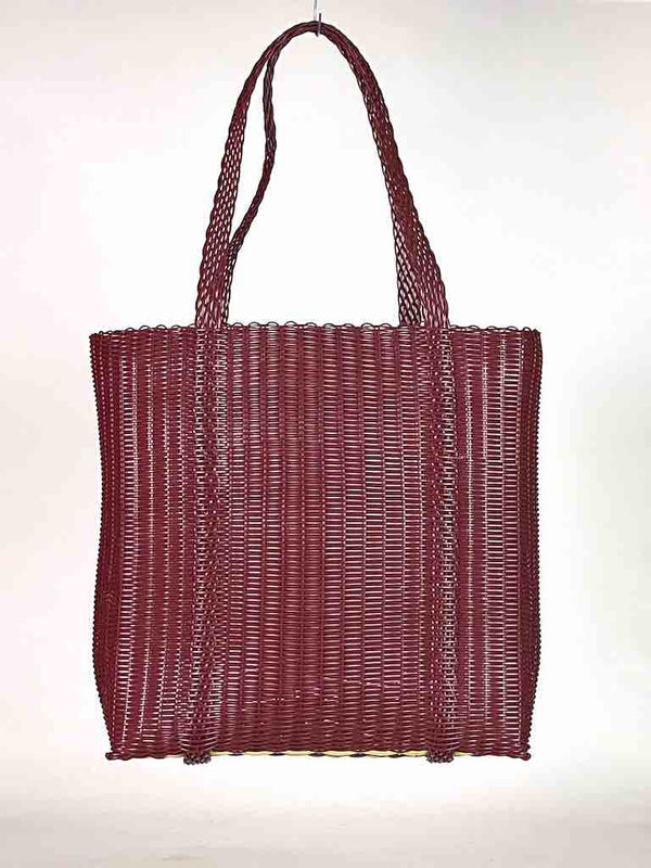 Large Deep Woven Recyclyed Plastic High Capacity Handbag - El Salvador