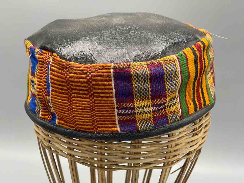 Large Size Genuine Ashanti Kente Cloth African Kufi Men's Hat | 22 7/8"