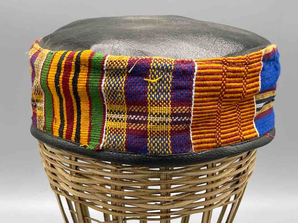 Large Size Genuine Ashanti Kente Cloth African Kufi Men's Hat | 22 7/8"