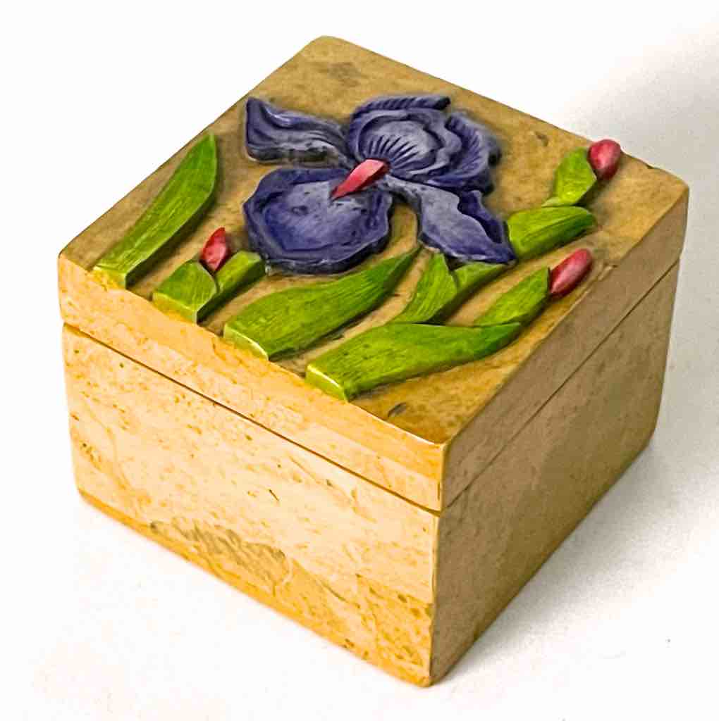 Orchid Design Small Cube Soapstone Trinket Decor Box