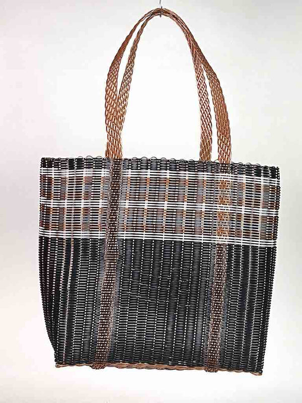 Large Deep Woven Recyclyed Plastic High Capacity Handbag - El Salvador