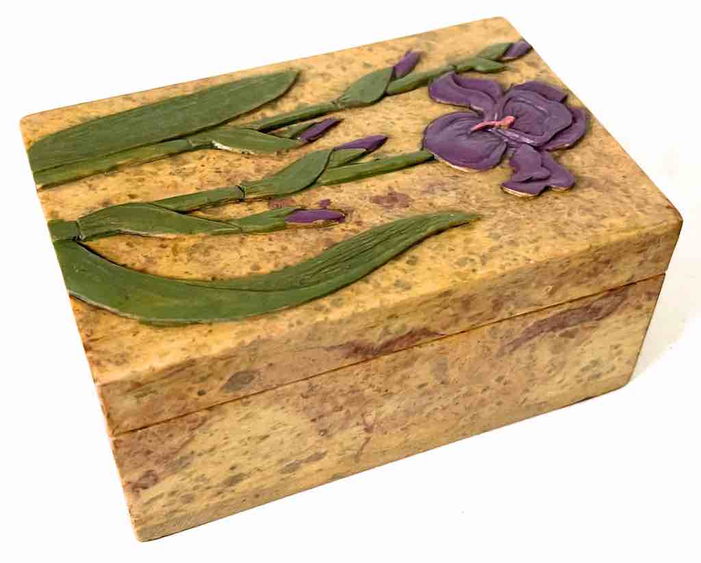 Orchid Design Small Rectangle Soapstone Trinket Decor Box