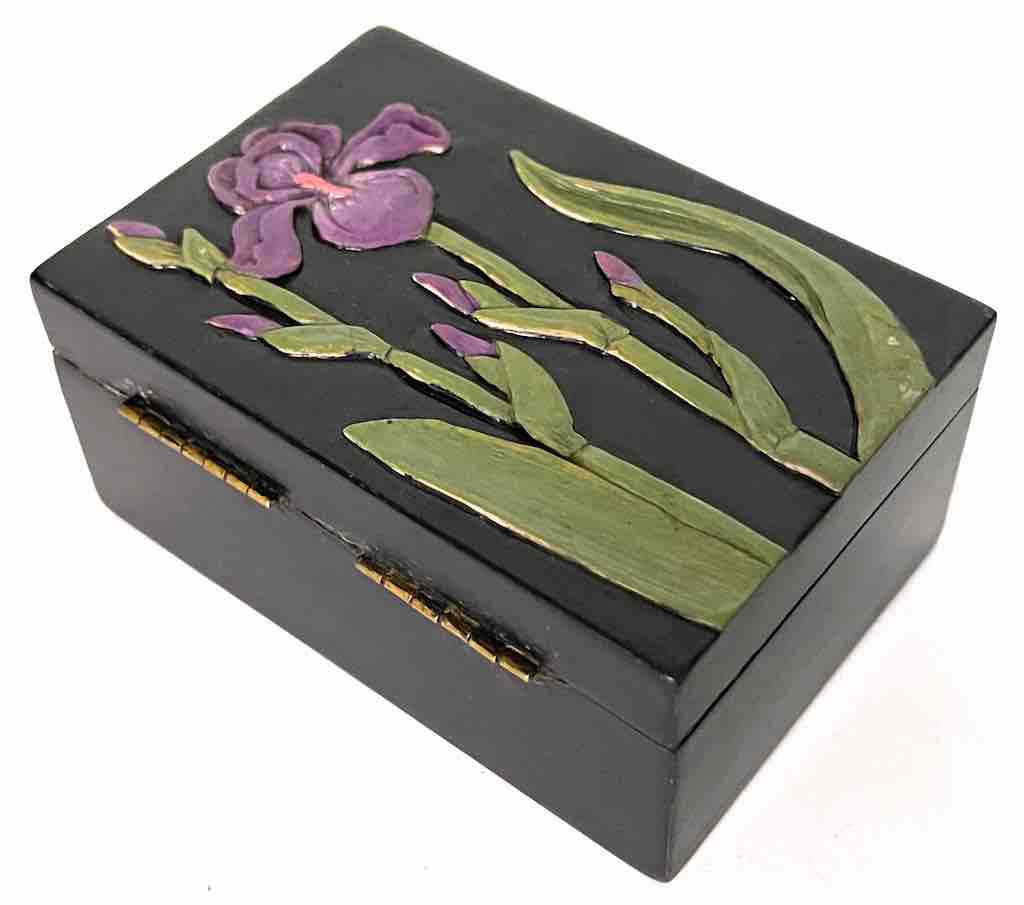 Orchid Design Small Rectangle Soapstone Trinket Decor Box