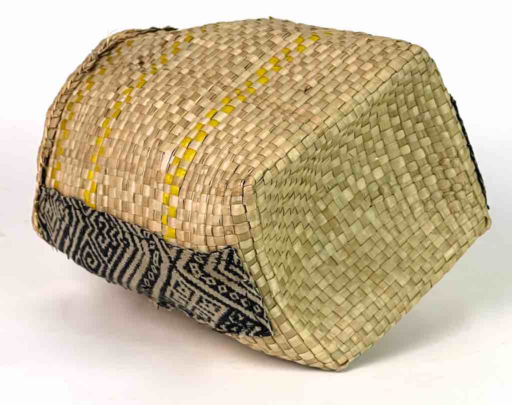 Small Deep Vintage Flexible Swampgrass Basket, Cloth Accent - Benin